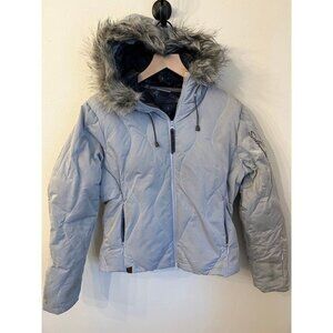 Salomon Women's Ski Jacket - Light Gray with Faux Fur Hood